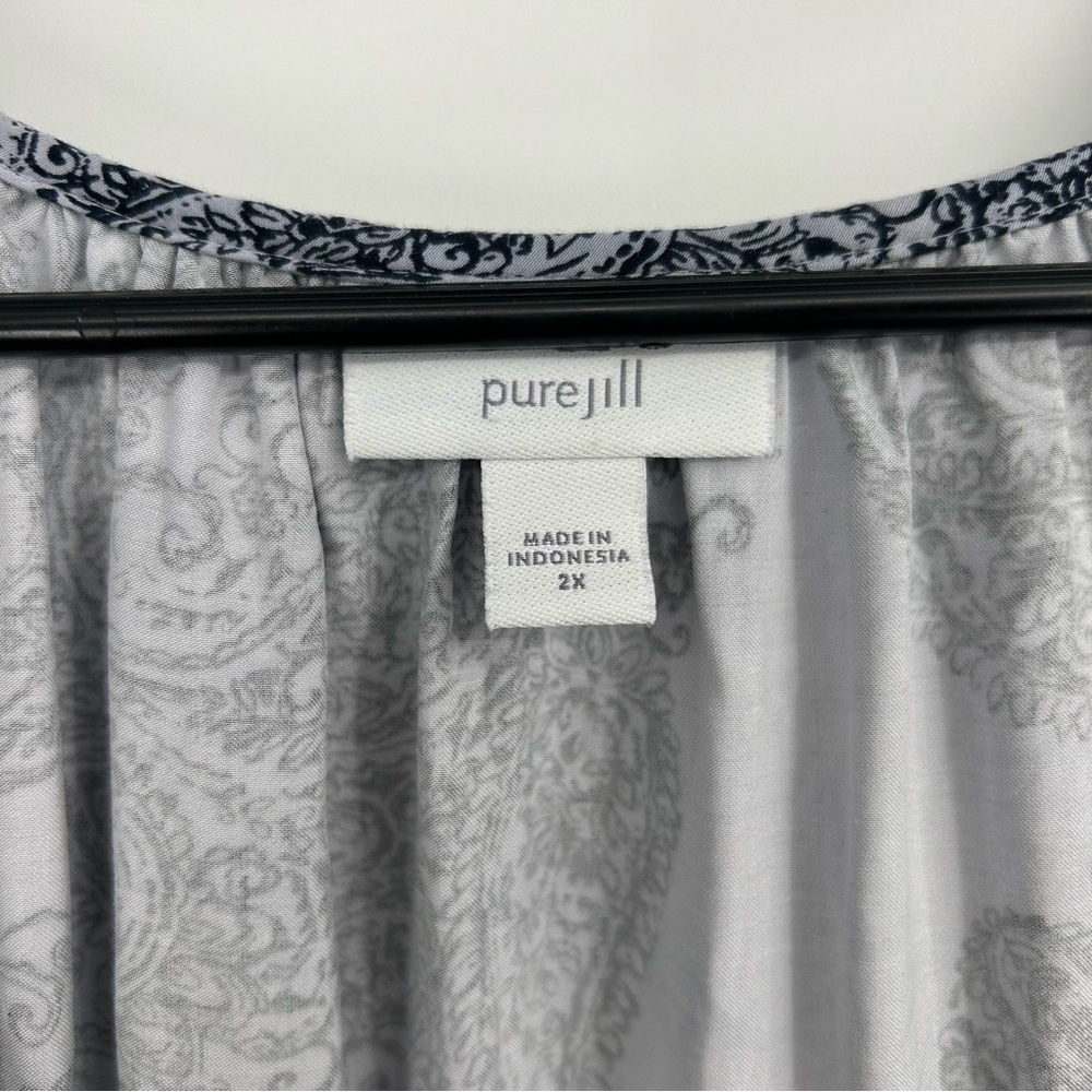 J. Jill purejill‎ & Purple Blouse Paisley Print V-Neck Size 2X Flowy Soft - Picture 3 of 8